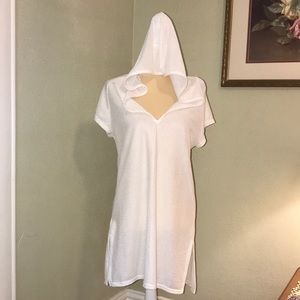 Jordan Taylor White Hooded Swim Coverup Medium